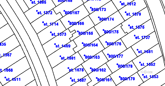 Parcela st. 800/164 v KÚ Mařatice, Katastrální mapa