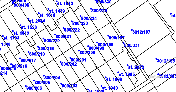 Parcela st. 800/199 v KÚ Mařatice, Katastrální mapa