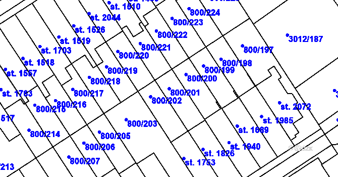 Parcela st. 800/201 v KÚ Mařatice, Katastrální mapa