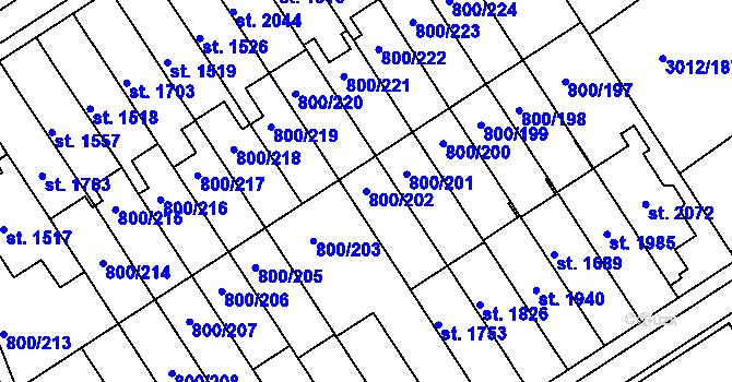 Parcela st. 800/202 v KÚ Mařatice, Katastrální mapa