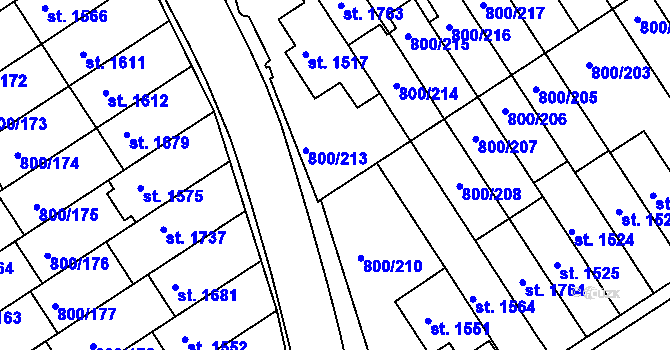 Parcela st. 800/212 v KÚ Mařatice, Katastrální mapa
