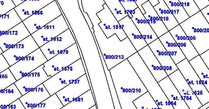 Parcela st. 800/213 v KÚ Mařatice, Katastrální mapa
