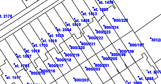 Parcela st. 800/221 v KÚ Mařatice, Katastrální mapa