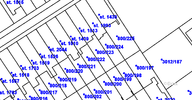 Parcela st. 800/223 v KÚ Mařatice, Katastrální mapa