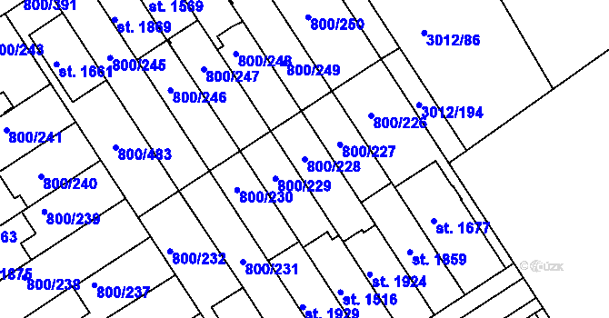 Parcela st. 800/228 v KÚ Mařatice, Katastrální mapa