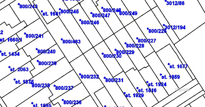 Parcela st. 800/230 v KÚ Mařatice, Katastrální mapa