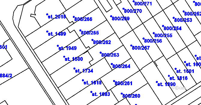 Parcela st. 800/263 v KÚ Mařatice, Katastrální mapa