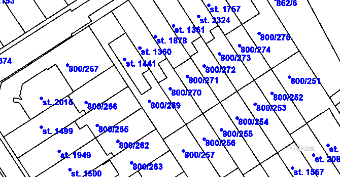 Parcela st. 800/270 v KÚ Mařatice, Katastrální mapa