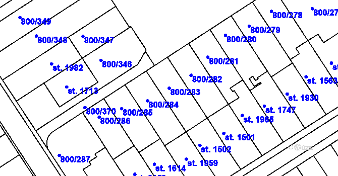 Parcela st. 800/283 v KÚ Mařatice, Katastrální mapa