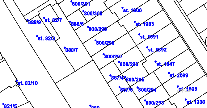 Parcela st. 800/297 v KÚ Mařatice, Katastrální mapa