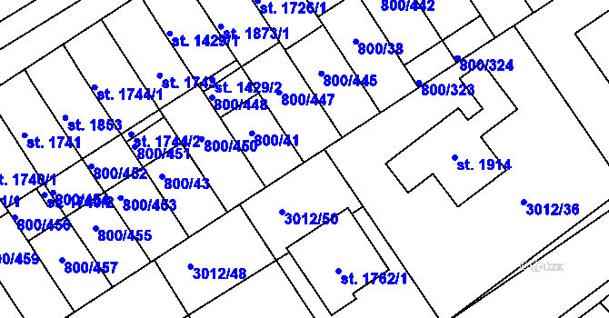 Parcela st. 800/312 v KÚ Mařatice, Katastrální mapa