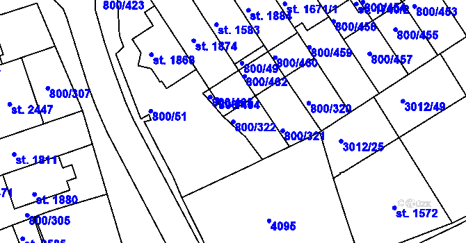 Parcela st. 800/322 v KÚ Mařatice, Katastrální mapa