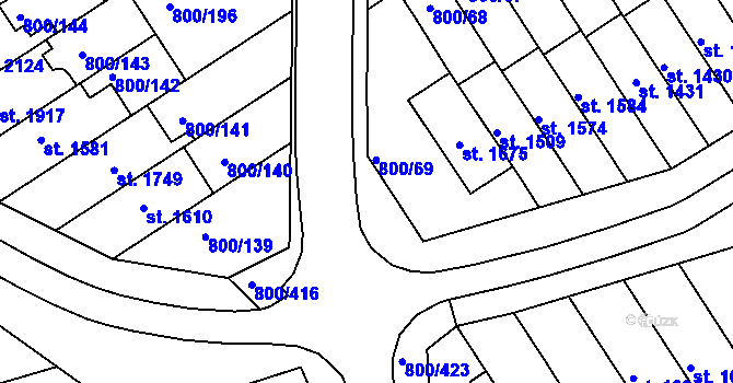 Parcela st. 800/417 v KÚ Mařatice, Katastrální mapa