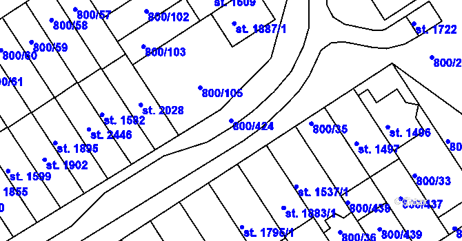 Parcela st. 800/424 v KÚ Mařatice, Katastrální mapa