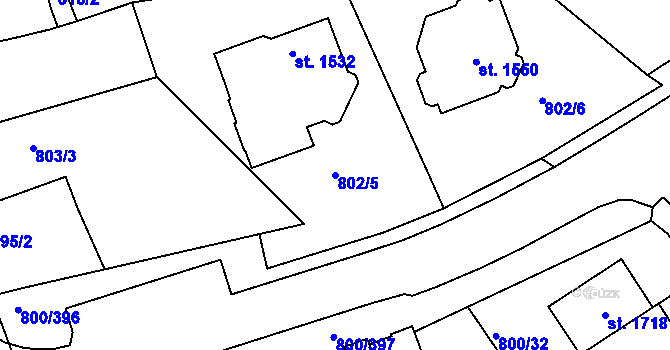 Parcela st. 802/5 v KÚ Mařatice, Katastrální mapa