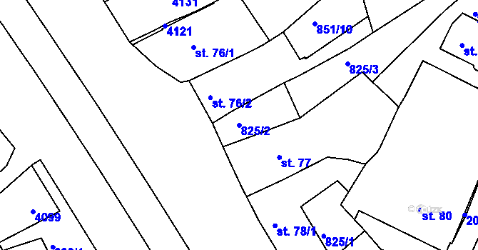 Parcela st. 825/2 v KÚ Mařatice, Katastrální mapa