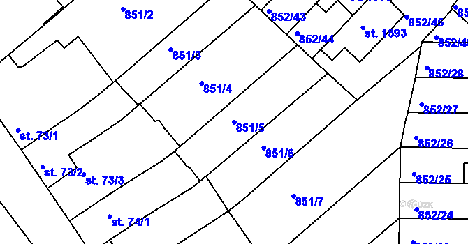 Parcela st. 851/5 v KÚ Mařatice, Katastrální mapa