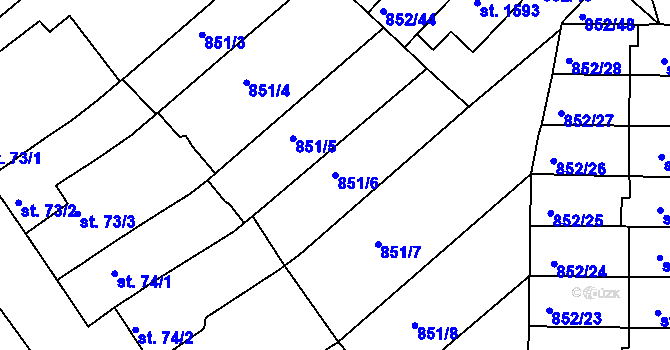 Parcela st. 851/6 v KÚ Mařatice, Katastrální mapa