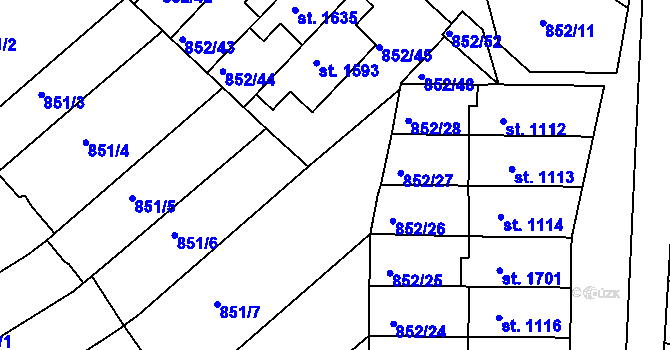 Parcela st. 852/7 v KÚ Mařatice, Katastrální mapa