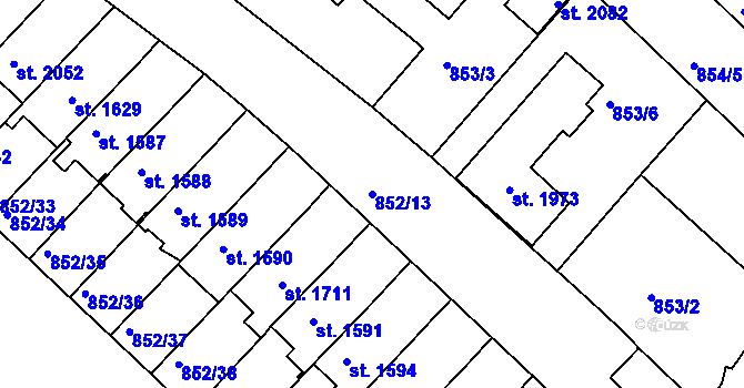 Parcela st. 852/13 v KÚ Mařatice, Katastrální mapa
