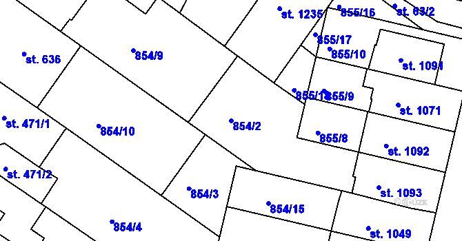 Parcela st. 854/2 v KÚ Mařatice, Katastrální mapa