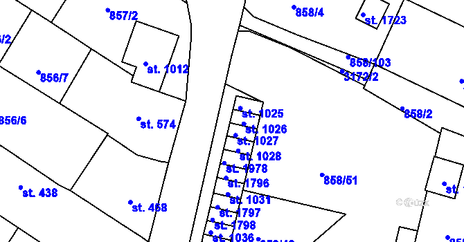 Parcela st. 858/8 v KÚ Mařatice, Katastrální mapa