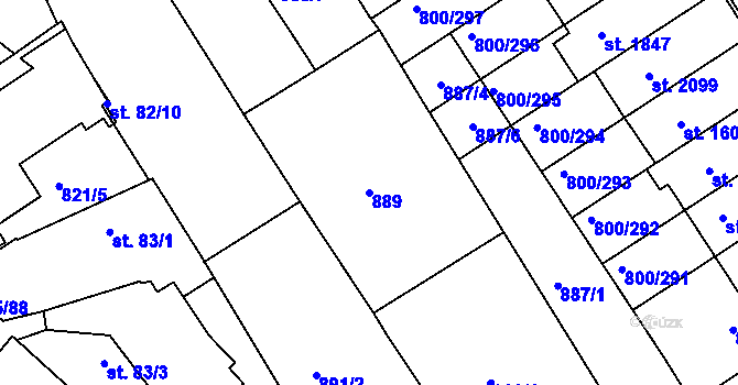 Parcela st. 889 v KÚ Mařatice, Katastrální mapa