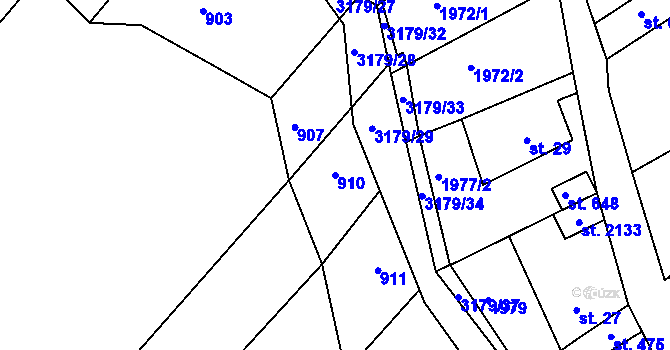 Parcela st. 910 v KÚ Mařatice, Katastrální mapa