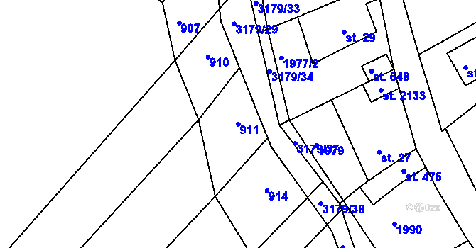 Parcela st. 911 v KÚ Mařatice, Katastrální mapa
