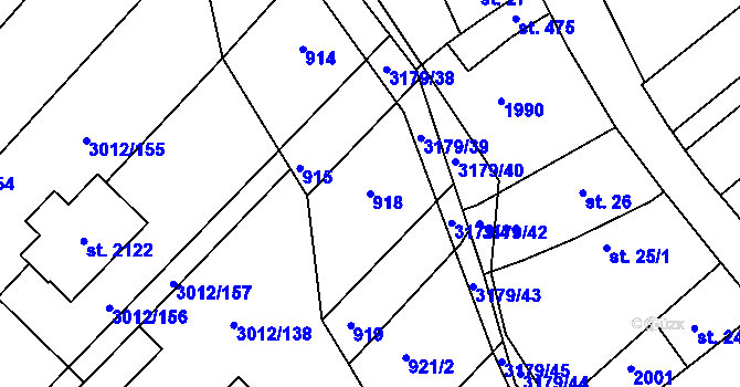 Parcela st. 918 v KÚ Mařatice, Katastrální mapa