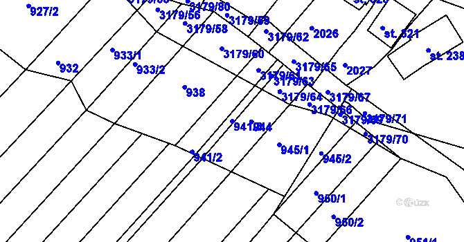 Parcela st. 941/3 v KÚ Mařatice, Katastrální mapa
