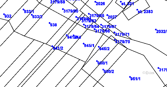 Parcela st. 945/1 v KÚ Mařatice, Katastrální mapa