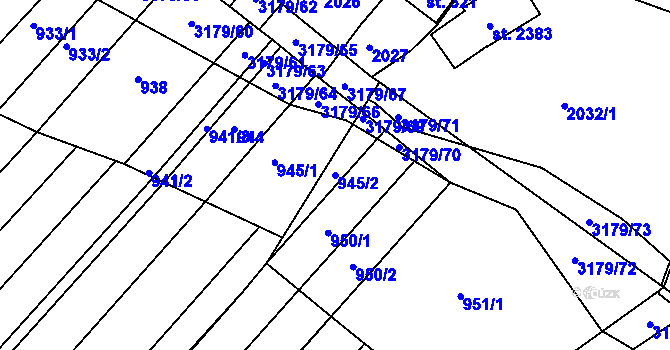 Parcela st. 945/2 v KÚ Mařatice, Katastrální mapa