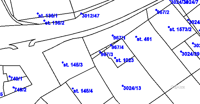 Parcela st. 967/3 v KÚ Mařatice, Katastrální mapa