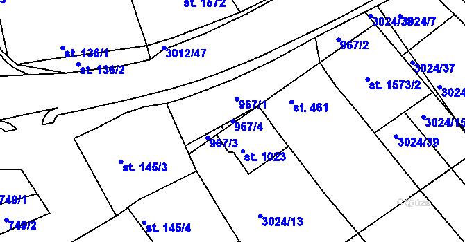 Parcela st. 967/4 v KÚ Mařatice, Katastrální mapa