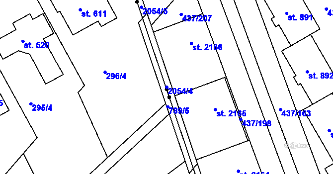Parcela st. 2054/4 v KÚ Mařatice, Katastrální mapa