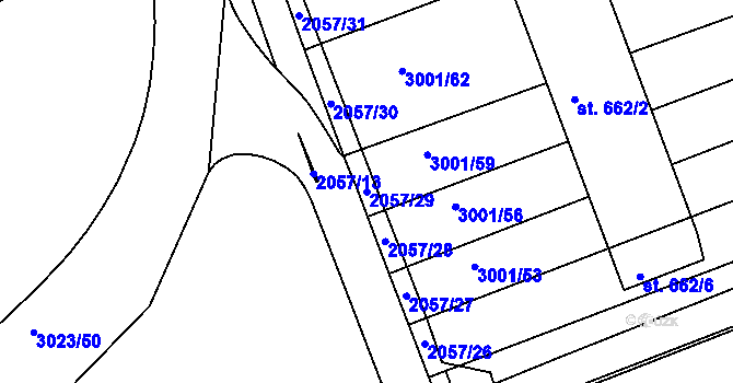Parcela st. 2057/29 v KÚ Mařatice, Katastrální mapa