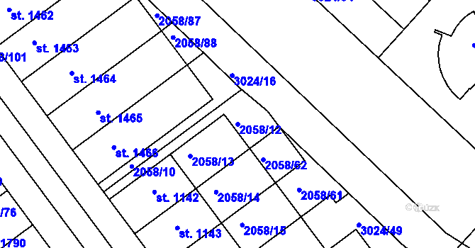 Parcela st. 2058/12 v KÚ Mařatice, Katastrální mapa