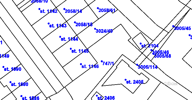 Parcela st. 2058/17 v KÚ Mařatice, Katastrální mapa