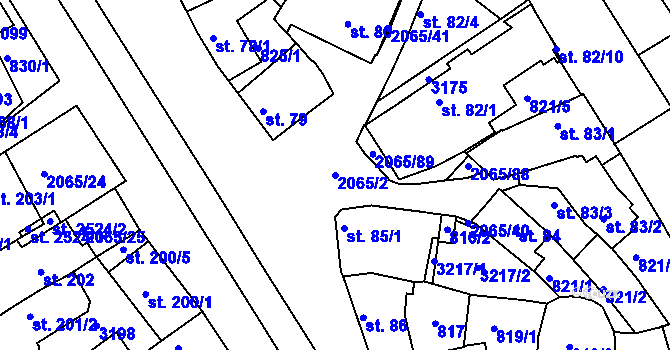 Parcela st. 2065/2 v KÚ Mařatice, Katastrální mapa