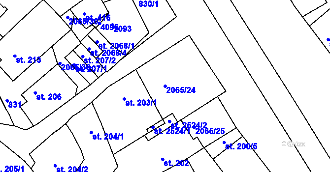 Parcela st. 2065/24 v KÚ Mařatice, Katastrální mapa