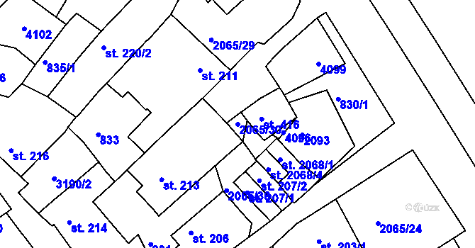 Parcela st. 2065/30 v KÚ Mařatice, Katastrální mapa