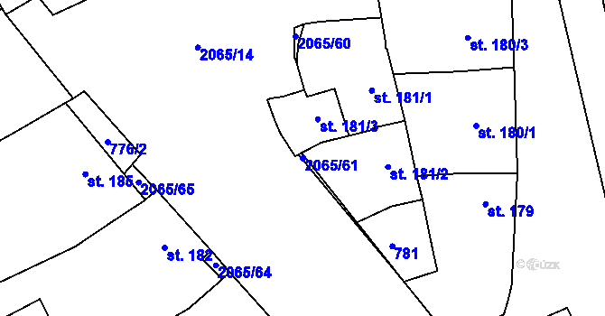 Parcela st. 2065/61 v KÚ Mařatice, Katastrální mapa