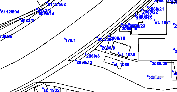 Parcela st. 2089 v KÚ Mařatice, Katastrální mapa