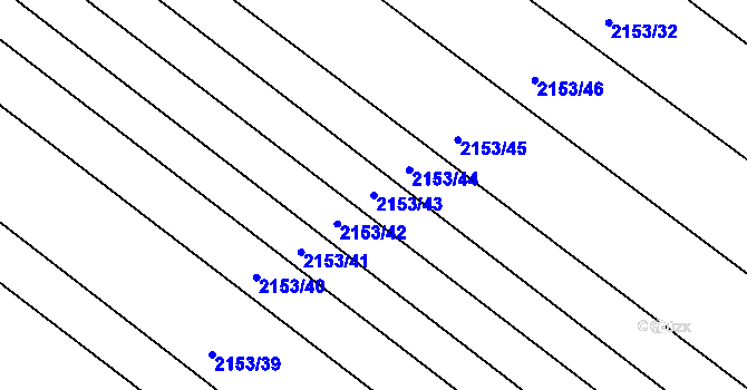 Parcela st. 2153/43 v KÚ Mařatice, Katastrální mapa