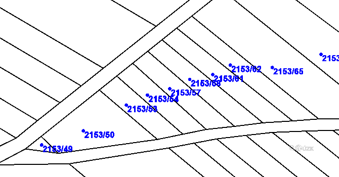 Parcela st. 2153/57 v KÚ Mařatice, Katastrální mapa