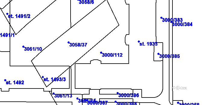 Parcela st. 3000/112 v KÚ Mařatice, Katastrální mapa