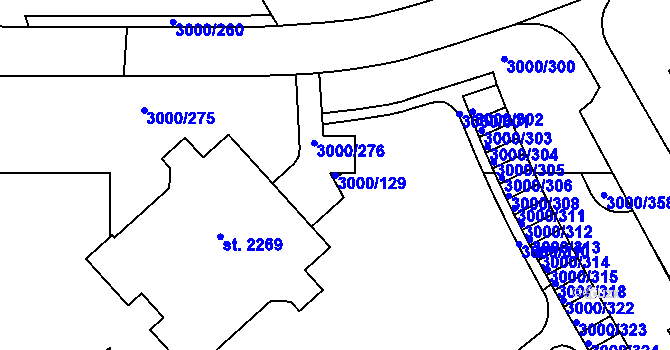 Parcela st. 3000/129 v KÚ Mařatice, Katastrální mapa