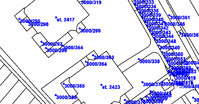 Parcela st. 3000/230 v KÚ Mařatice, Katastrální mapa