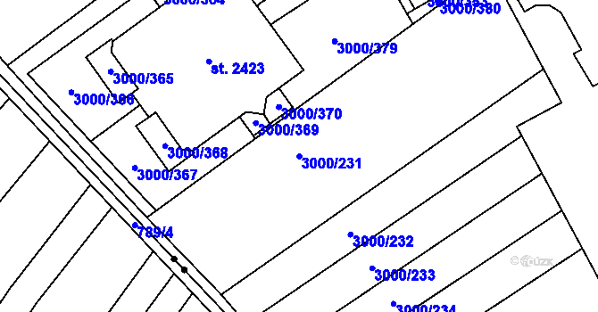 Parcela st. 3000/231 v KÚ Mařatice, Katastrální mapa